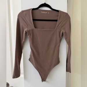 Abercrombie & Fitch Taupe Long Sleeve Bodysuit